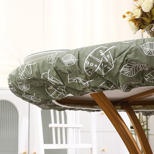 Miniatura 8 de Mantel redondo de vinilo ajustable con reverso de franela y borde elástico, impermeable, resistente a las manchas y el aceite, de cloruro de