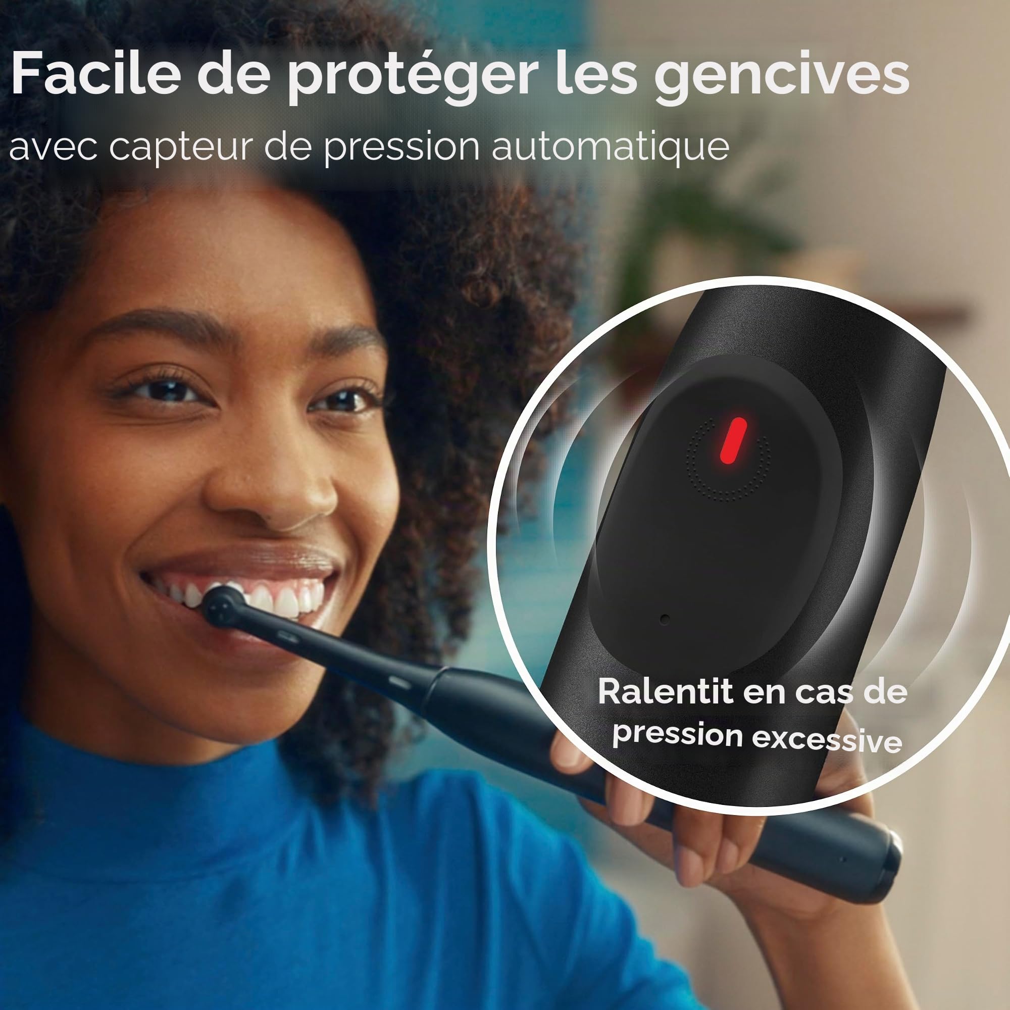 Oral-B iO Brosse à Dents Électrique Série 2 Rechargeable Bleu Foncé avec 1 Tête de Brosse de Soin Souple, Capteur de Pression Automatique pour Protéger Les Gencives, 3 Modes, Minuterie de 2 Minutes