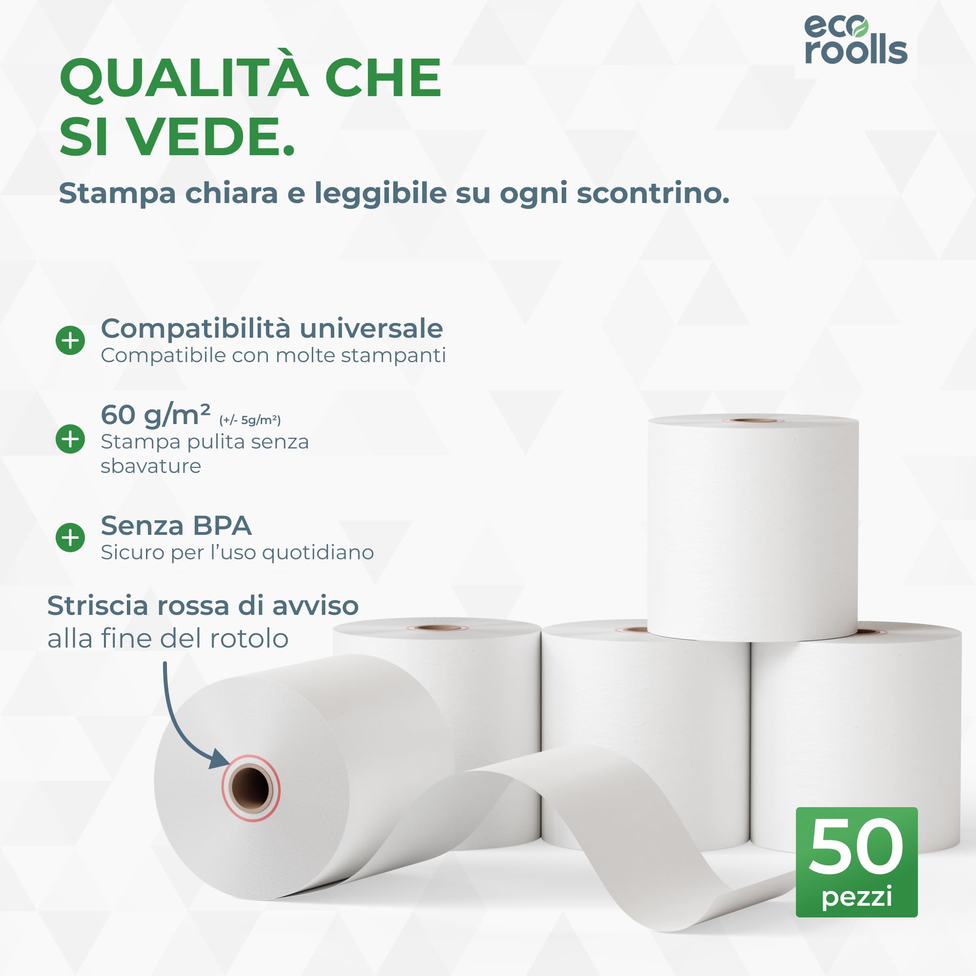 Rotoli Cassa 80x80 Termica Fiscale - Rotolo per stampante registratore di cassa fiscale 80mm x 80m x 12mm - Rotolini carta termica 80x80x12 - [50x]