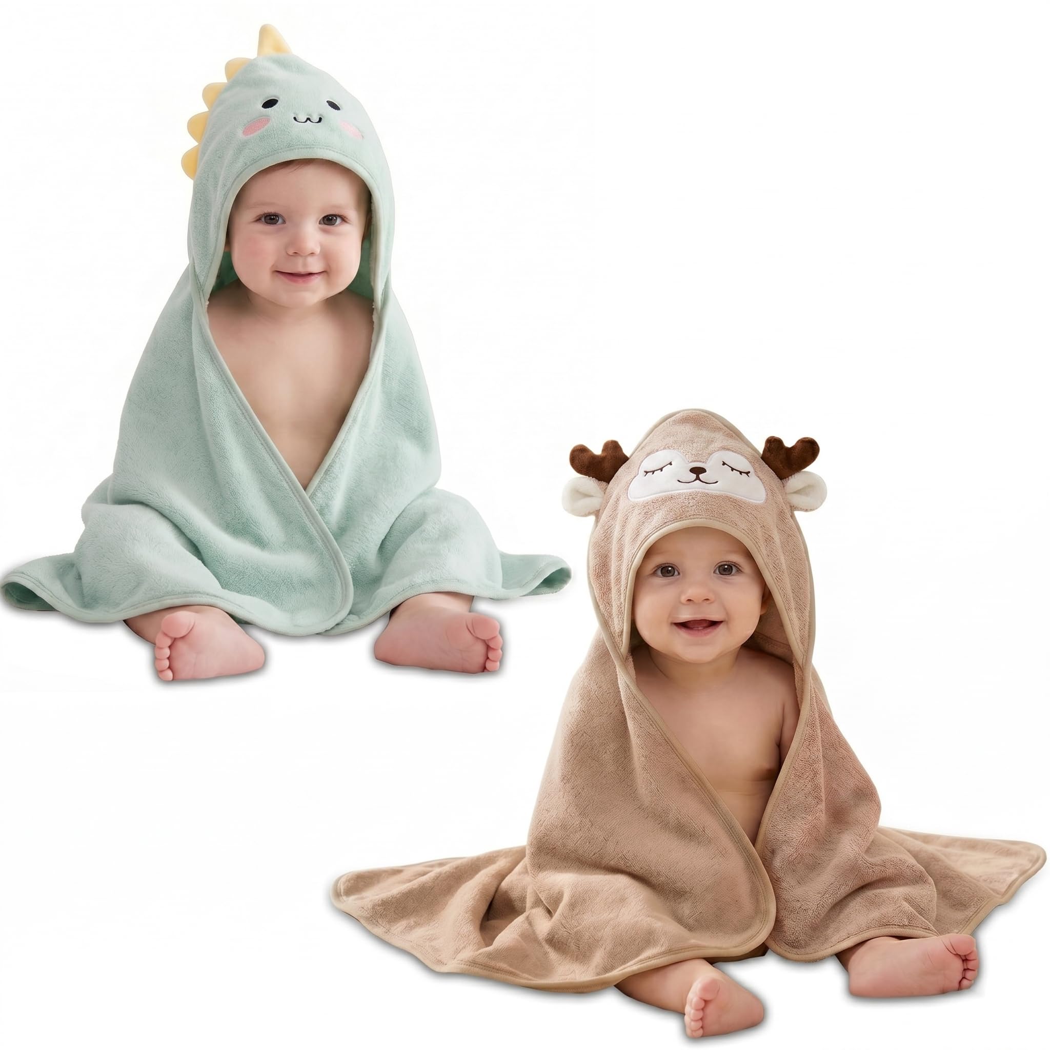 Rudfovn Multicolor Ruiowi 2 Pcs Baby Towels Newborn, 80X80cm Hooded Baby Towel For Newborn Bath