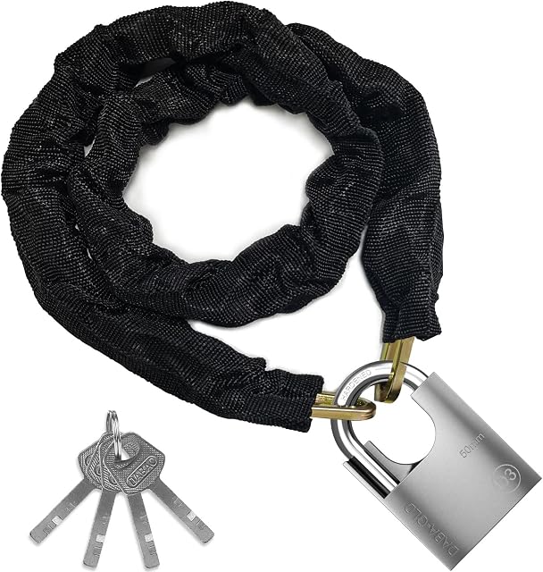 Diyife Bike Lock Heavy Duty, [Reforced Version] [4 Keys] 1m x 6mm Anti-Theft Bike Chain Lock High Security, Weatherproof Bicycle Lock 50mm Padlock for Bike, Motorcycle, Scooter, Door, Gate, Fence