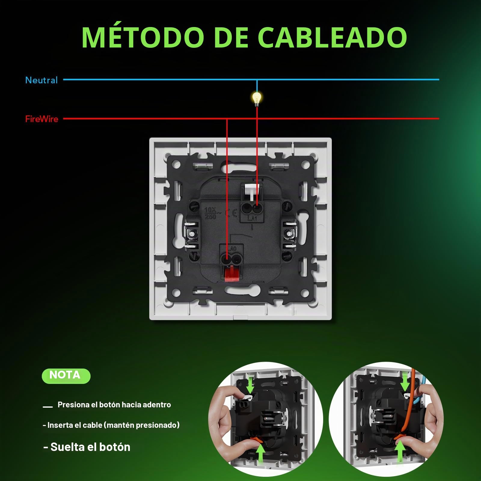 BSEED Interruptor de luz Con Cristal,Interruptor luz pared con Garfio,interruptor conmutador,Botón Pulsador,Fácil Instalación,E-Series,1 Gang 1 Vía,86mm Blanco