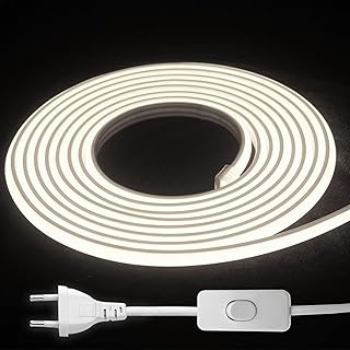 LED Streifen 230V COB, LED Strip IP65 Wasserdicht, mit Stecker und Schalter, für Zimmer und Außen Dekoration Beleuchtung (4000K, 2M)