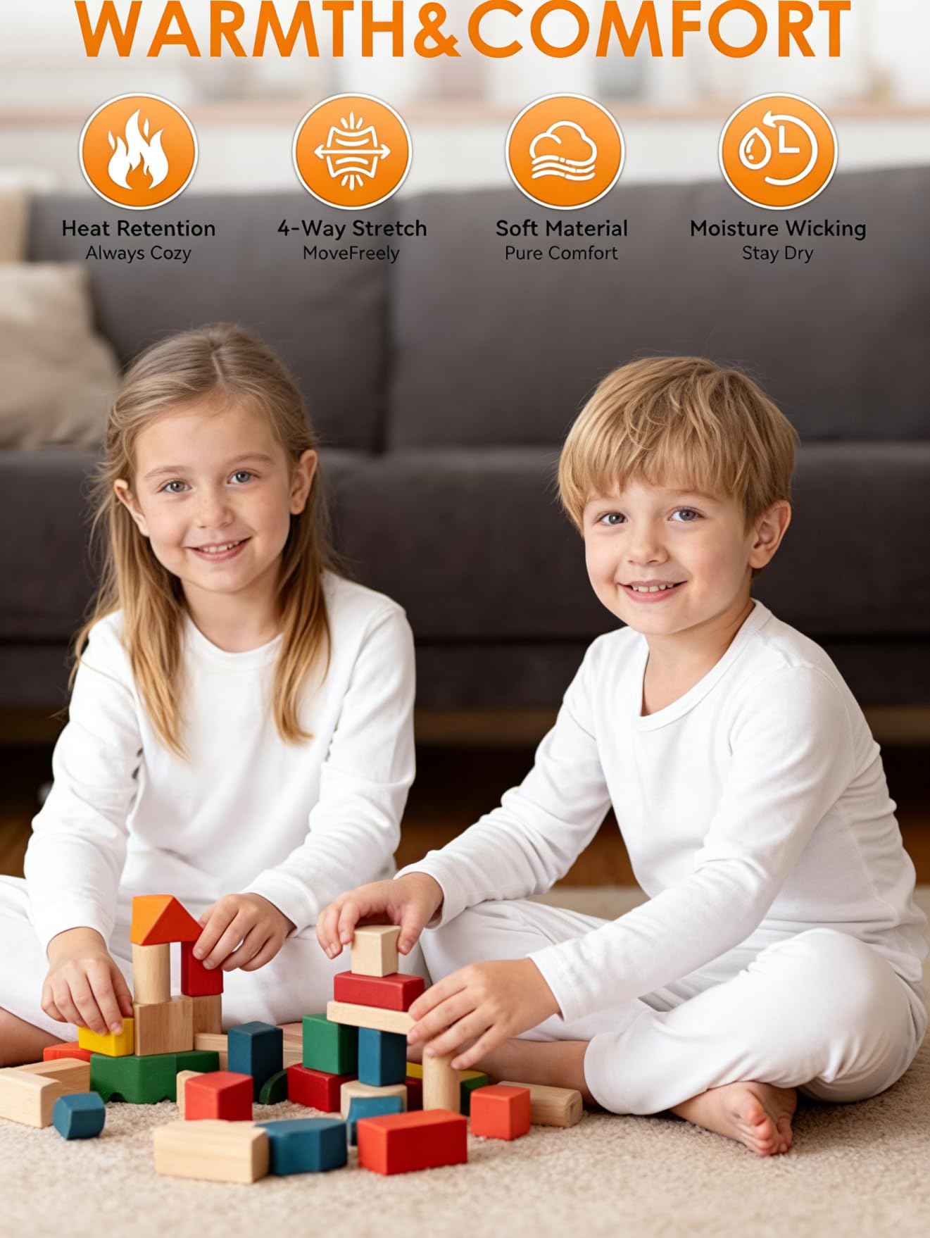 Zando Conjunto de capa base térmica para niños de 2 a 6 años, conjunto de camiseta térmica de manga larga y leggings para niños