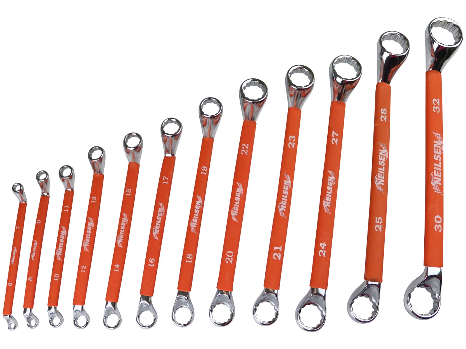 Neilsen 12Pce Ring Spanner Set - 6Mm-32Mm Chrome Vanadium Ct1351