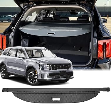 Cargo Cover Compatible with Kia Sorento 2026 Accessories 2025 2024 2023 2022 2021,Carbon Fiber Texture Retractable Trunk Cover Security Shielding Shade Tonneau Cover for Kia Sorento