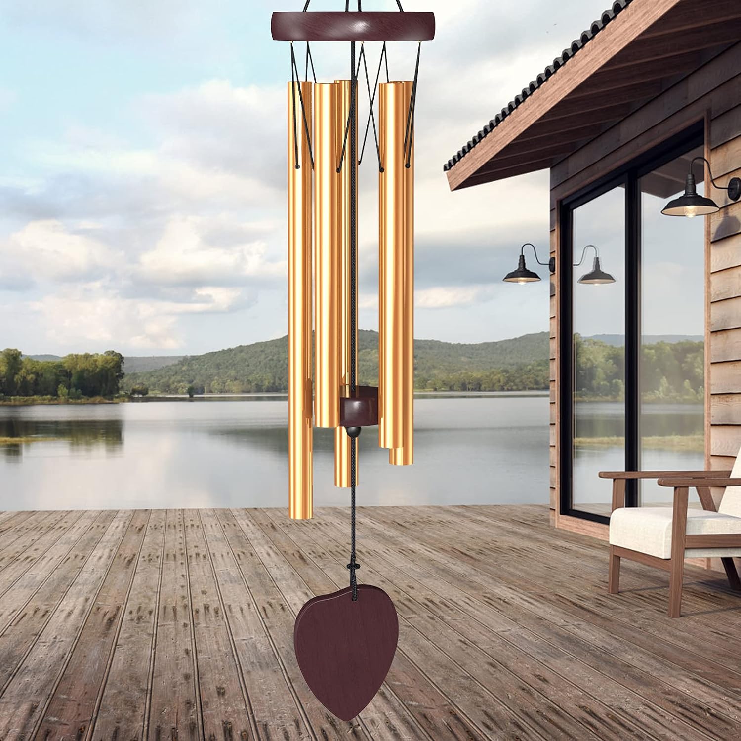 Kearui Wind Chime, Wind Chimes for Outside Deep Tone, Amazing Windchimes Gifts for Mom Grandma Birthday Gifts for Women Mom, with 5 Aluminum Tubes Wooden Wind Bell Decorative Patio Garden Outdoor