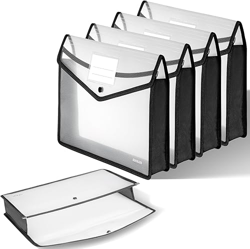 SortRax Carpetas expansibles de plástico para documentos, sin divisores y gran capacidad, sobres transparentes con cierre a presión, almacenamiento