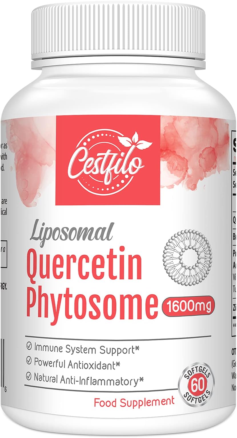 Liposomal Quercetin Phytosome 1600mg Per Serving, with Bromelain & Vitamin C, 20X Higher Absorption, 60 softgels (60 Count (Pack of 1))