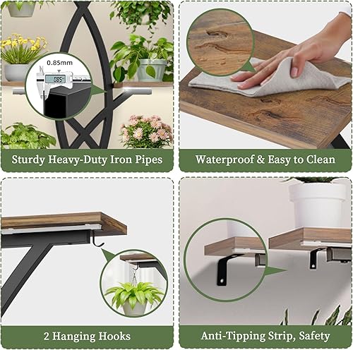 Miniatura 5 de Soporte para plantas de interior con luces de crecimiento, estante para plantas de 8 niveles con cajón de almacenamiento, estante para plantas de 65