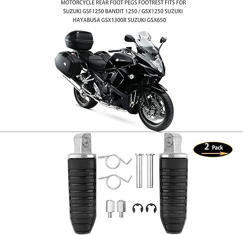 Vista 3 de Estriberas traseras para suzuki GSF1250 Bandit 1250/GSX1250 2008-2011, Hayabusa GSX1300R 2008-2020/GSX650/GSX1400 (Suzuki-traseras)