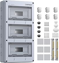 CAMWAY IP65 Surface Distribution Box with 36 Modules, Electronic Outdoor Waterproof Box with Perimeter Seal and Brass Terminals, for Garden or Outdoor Areas, CE Certification