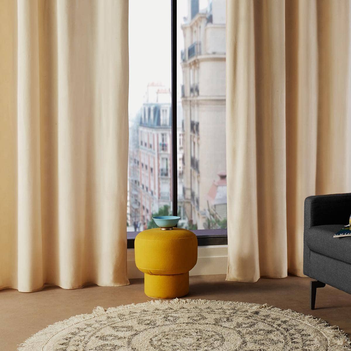 HomeMaison Rideau Uni Esprit Loft, Polyester, Ivoire, 260x140 cm