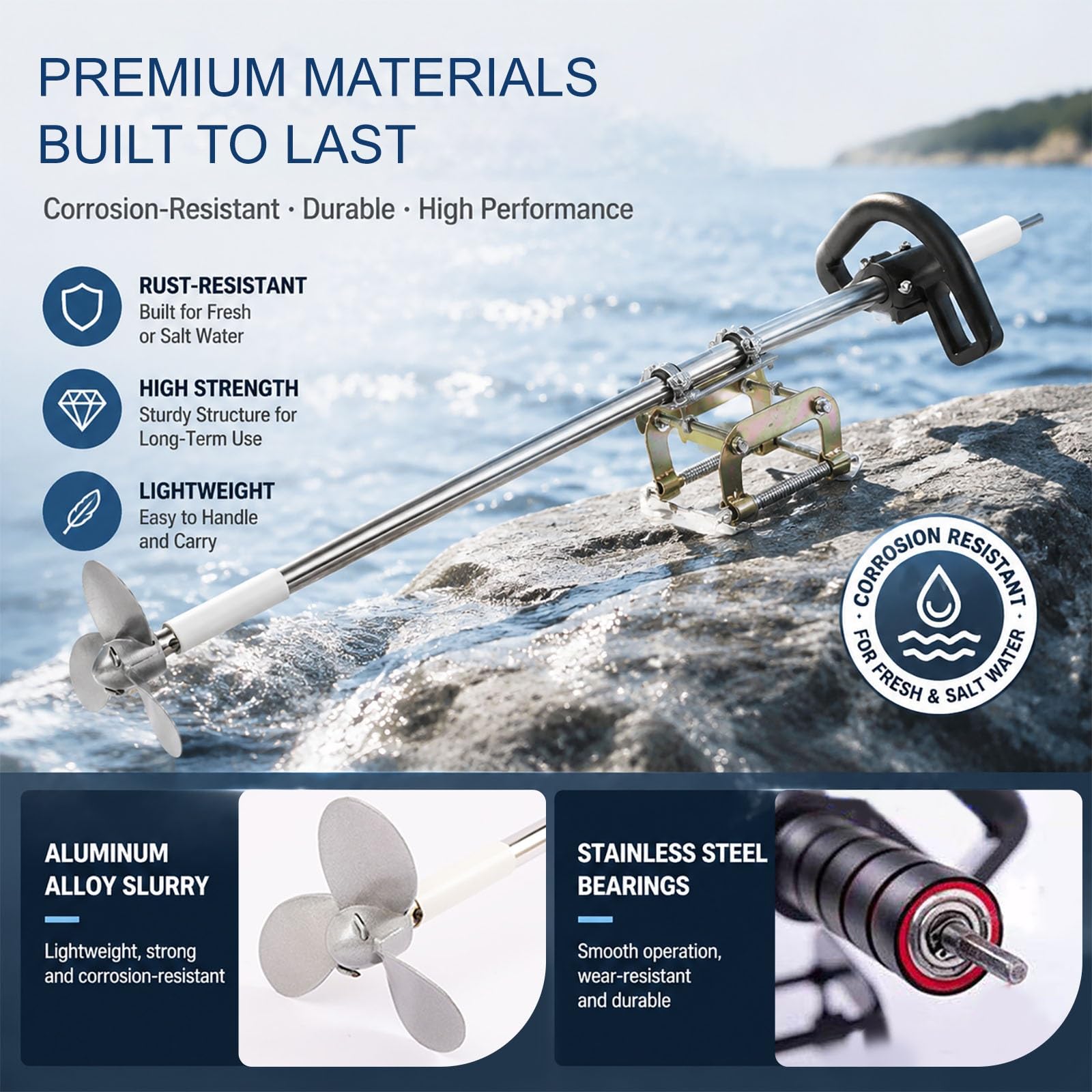 Motor Fueraborda Hélice para Embarcaciones Accionada por Taladro Eléctrico | Hélice Manual Ligera para Canoas con Soporte, para Kayak Canoa balsa Tubo Flotante