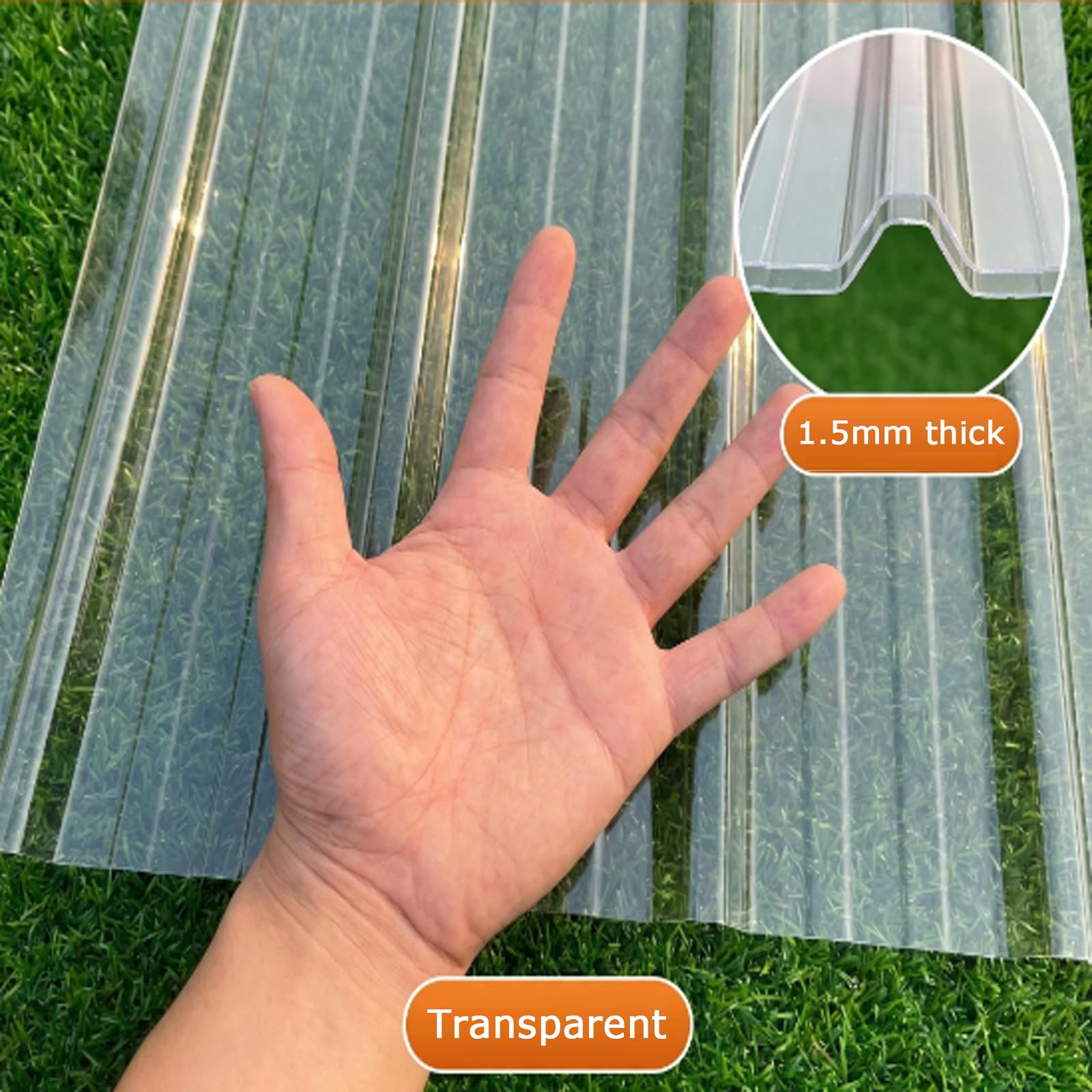 Panel para Tejado Perfilados Transparentes,Paneles de Tejado Corrugadas Aislamiento a Prueba de Lluvia,Paneles de Fibra de Vidrio de 1.5mm,para Cocheras,Garajes,Cobertizos (0.9x1m,14 pcs)
