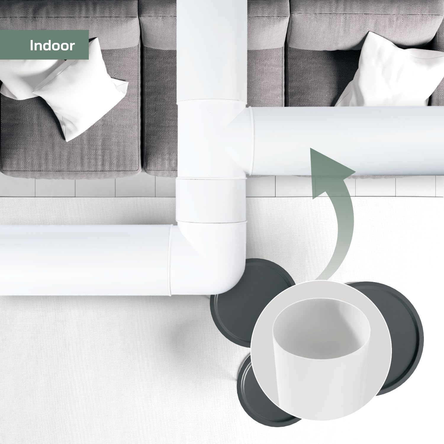 Vent Systems Okrągła rura wentylacyjna Ø 100 mm – długość 0,3 m – do podłączenia kanałów, kanału wylotowego lub kanału zasilającego, systemu ogrzewania i chłodzenia