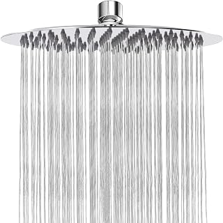 Rain Shower Head, Katezon High Flow Rainfall Showerhead Stainless Steel, Bathroom Waterfall Shower Universal Wall Ceiling Mount (10'', Chrome)