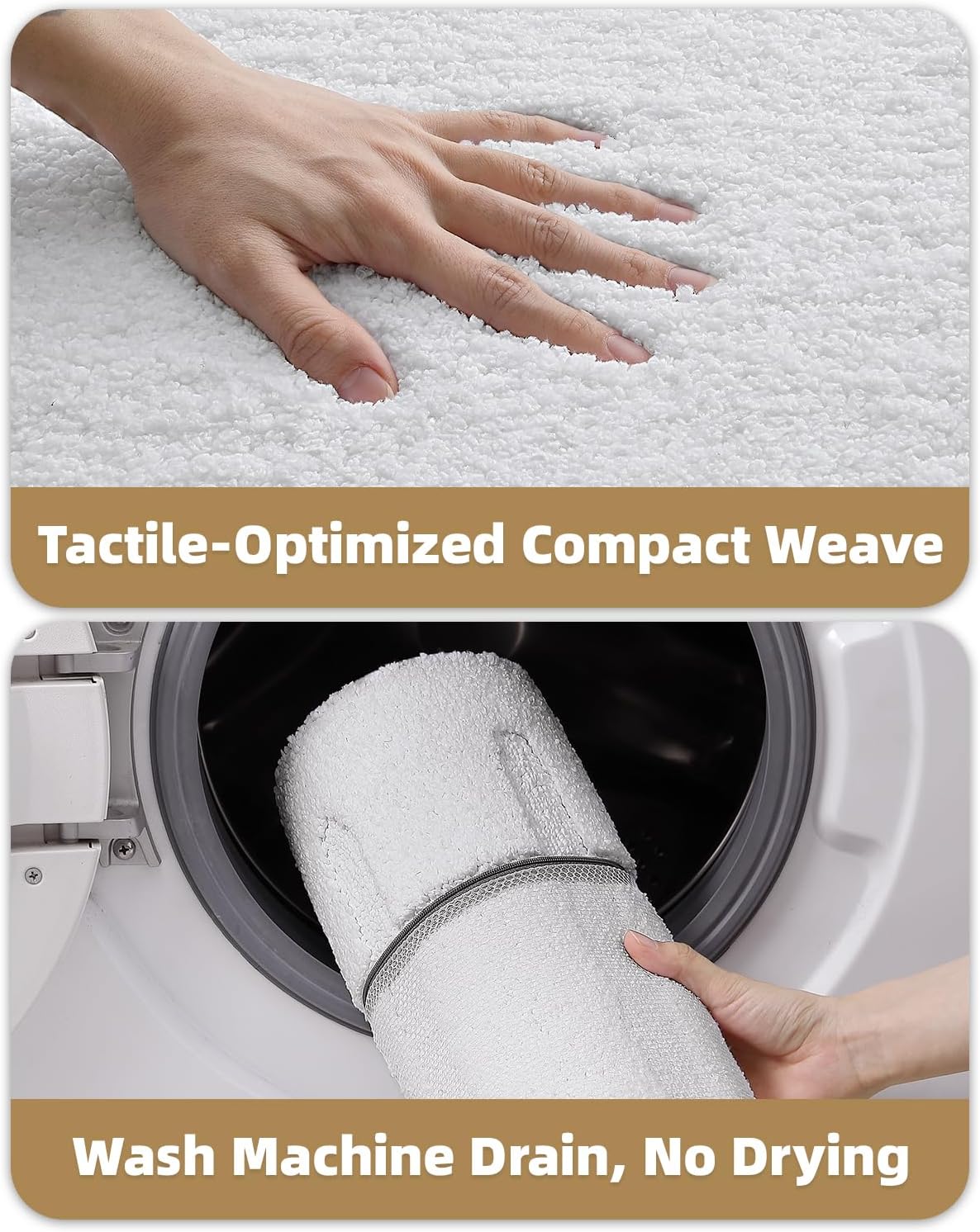 Color&Geometry Ultra Soft Plush Bathroom Rugs Non Slip Washable Bath Mat with Rubber Backing, Fluffy Absorbent Machine Carpet for Bathroom Floor, Tub and Shower, 17"x30", White - Image 6