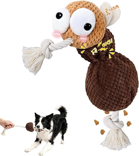 Yipetor Squeaky Dog Toy, [Mosquito Miss] Soft Plush Puppy Toys for Anxiety Relief, Durable Cotton Rope Teeth Clean Interactive Dog Toy to Keep Medium Small Dog Busy - Boredom Dogs Best Birthday Gift
