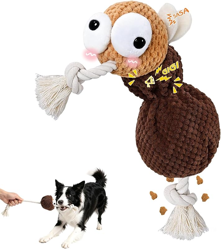 Brinquedo Interativo para Cães com Apito, Papel Crepitante e Corda de Algodão Yipetor FK01
