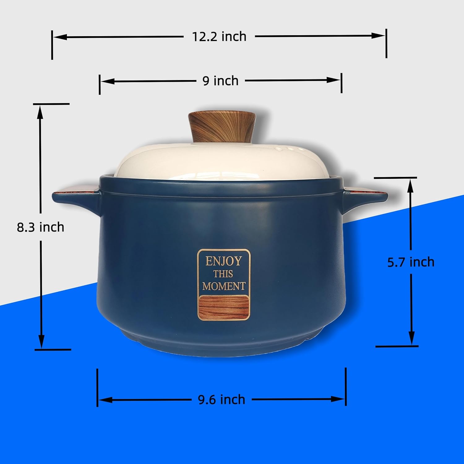 Clay Cooking Pot with Lid，featuring long-lasting heat retention, suitable for family members to cook and prepare soups（4.7-Quart）