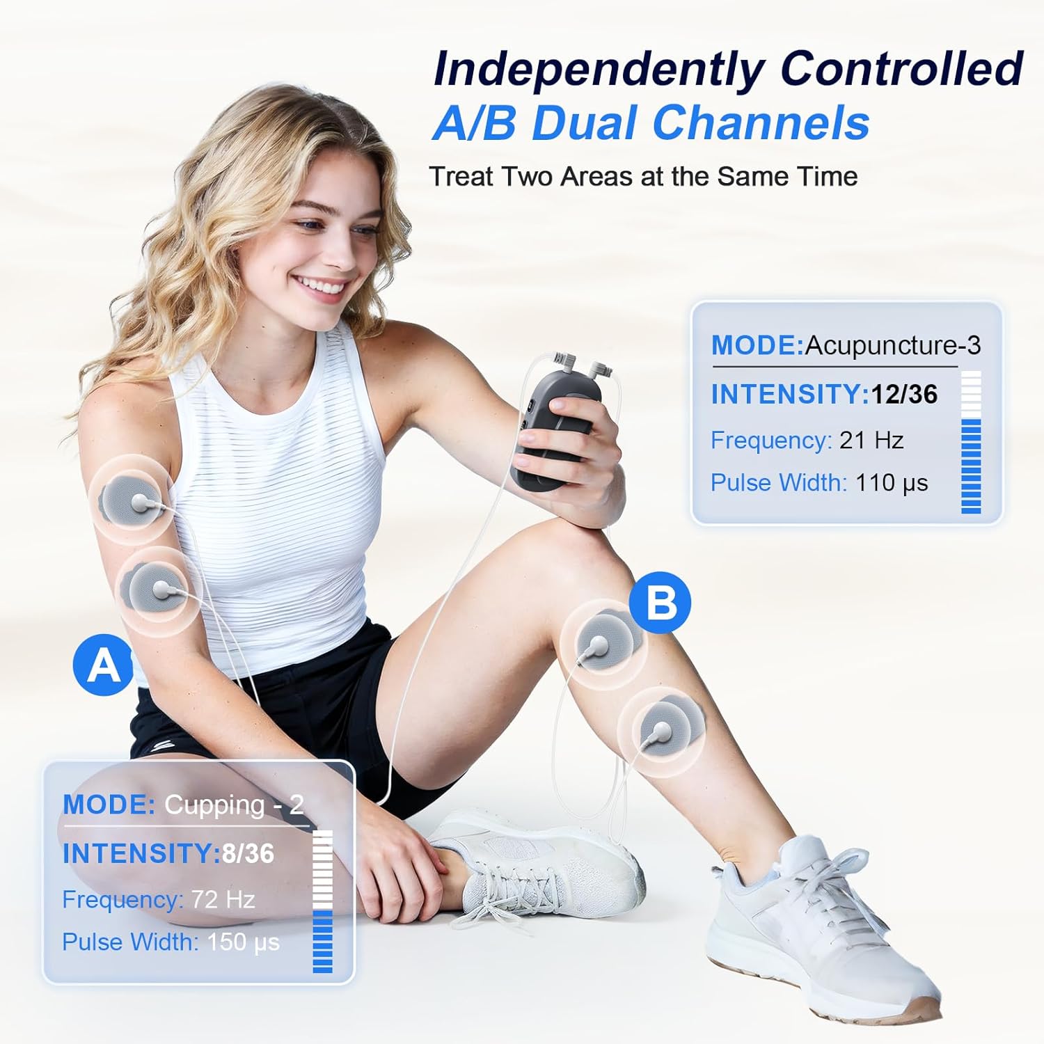 TENS Unit Muscle Stimulator for Pain Relief Therapy–Dual Channel 24 Modes TENS Machine&EMS Muscle Stimulator,Upgraded Large Screen Portable Muscle Stimulator for Back,Shoulder,& Neck Pain with 10 Pads