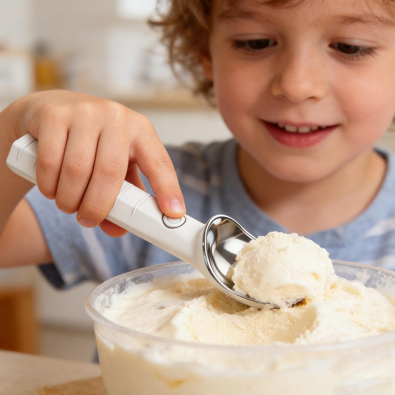 Beheizter Eisportionierer | Warmhalteautomatik Tragbare Schaufel | Metall Eisportionierer – für Kinder, Senioren, Küche, Zuhause, Party, Sandwich, Keksbar