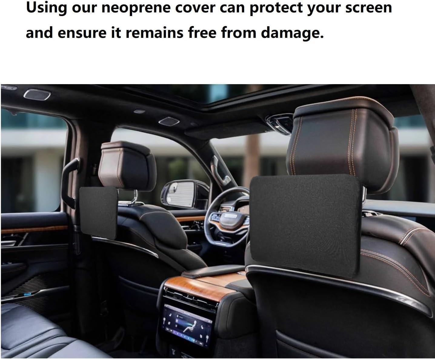2-Pack Neoprene Screen Protector for 2022 2023 2024 2025 2026 Grand Wagoneer Rear Seat Entertainment Screens, 1.5mm Thick Anti-Scratch Dust Cover Protective Sleeve