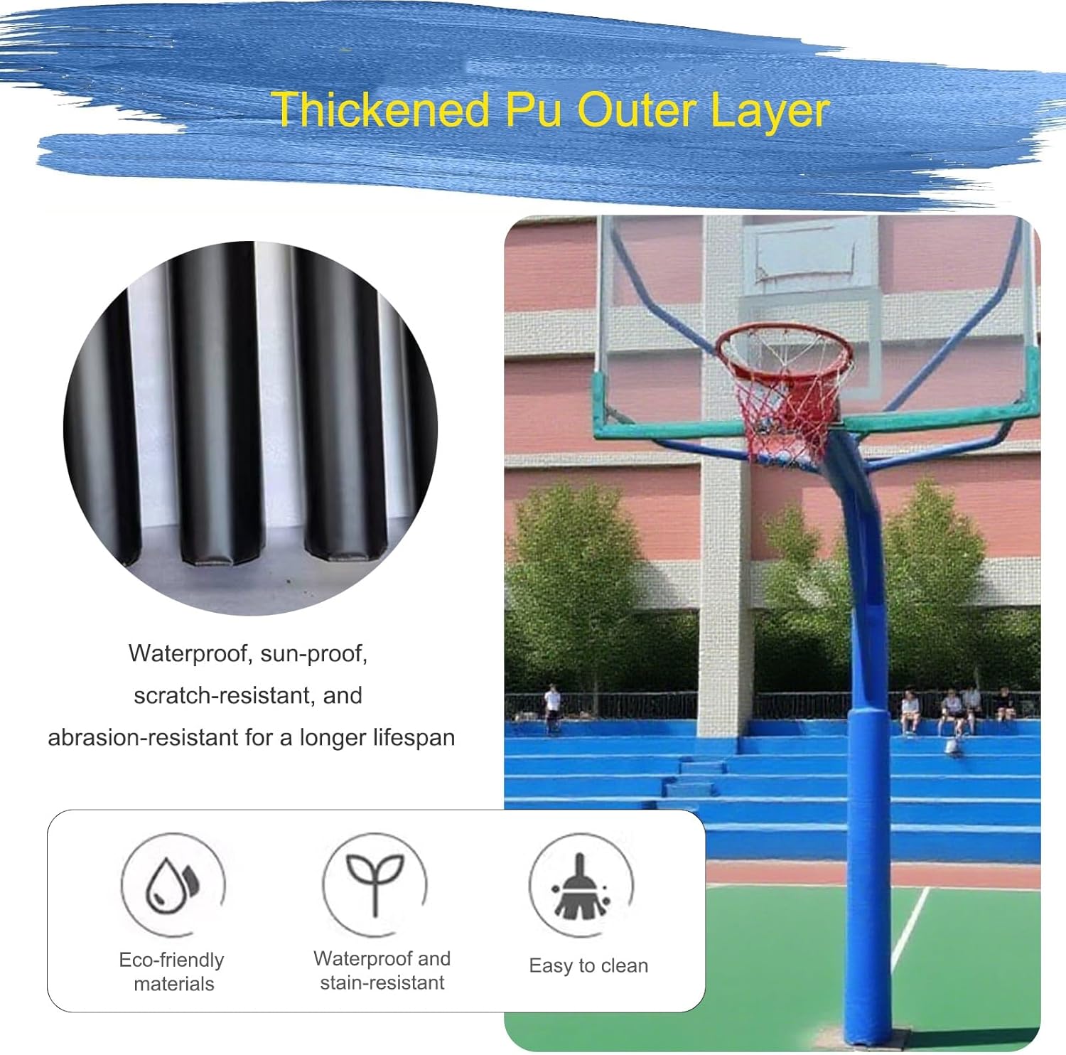 Heavy Duty Basketball Pole Pads, Basketball Pole Padding, Weatherproof Protective Padding, Easy Installation, for Training Player Protection and Safety