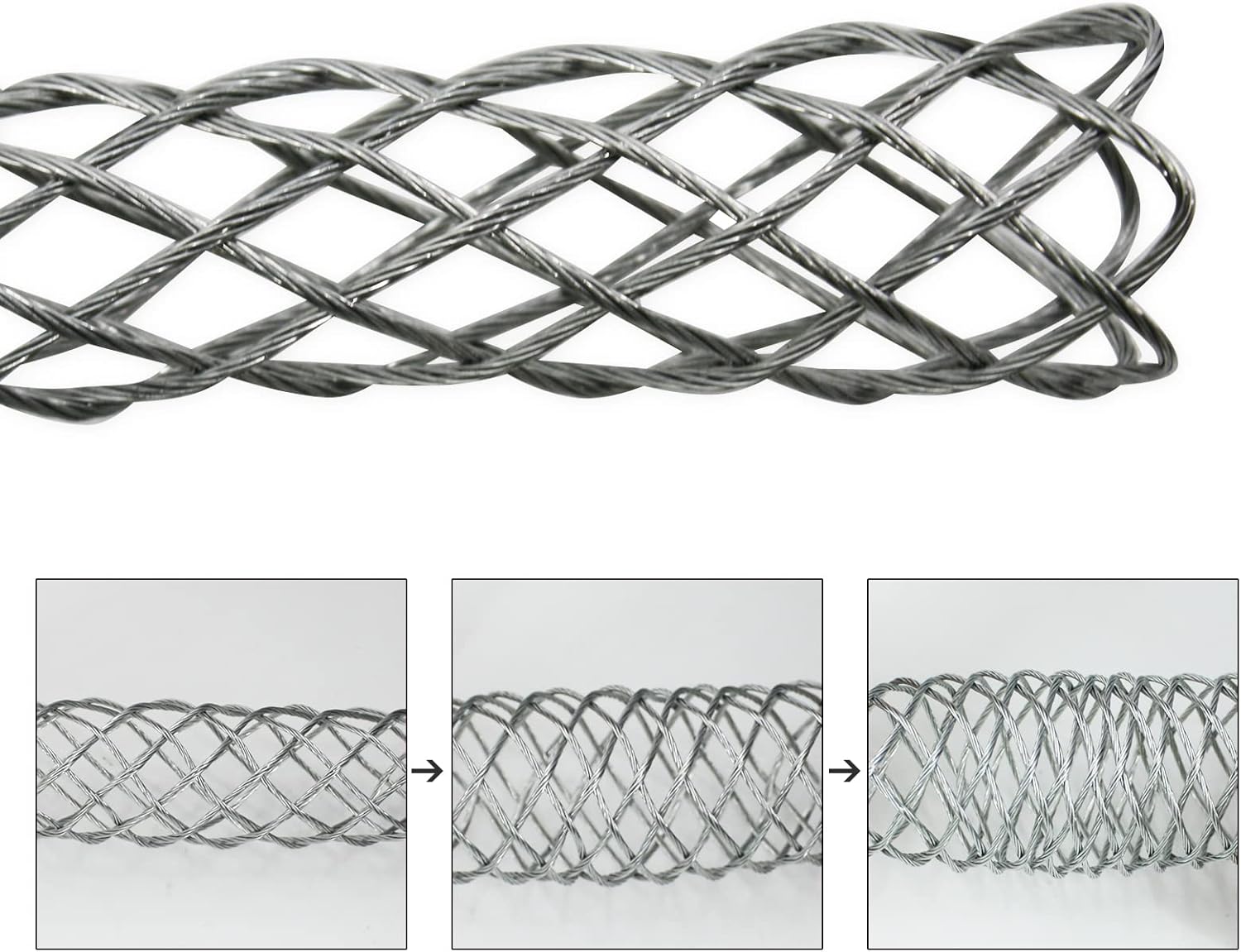 Metal Cable Puller Socks Cable Puller Wire Grip Cable Pipe Conduit Puller Wire Grips Net Cover Accessory White+Green