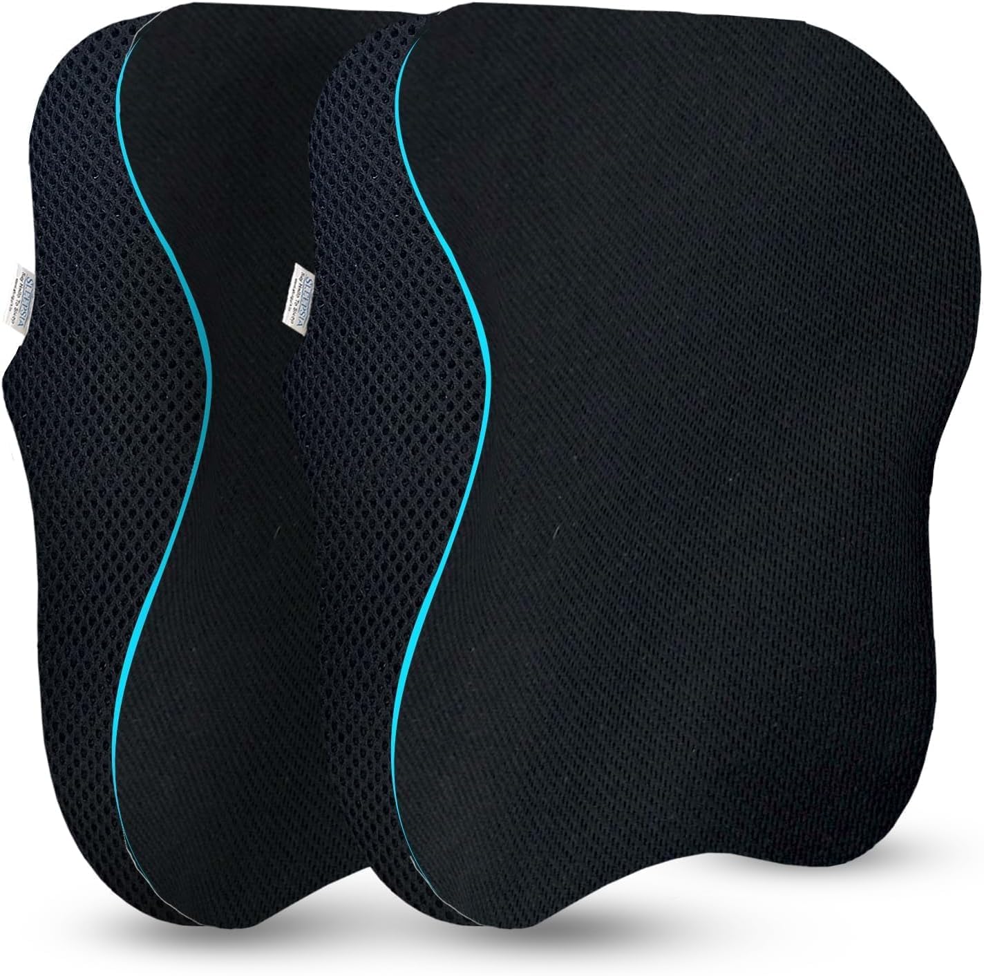 Sleepsia Ultimate Home & Car Neck Rest Pillow | 100% Memory Foam Car Ergonomic Seat Headrest Neck Pillow for Cervical Support (Memory Foam, Black Pack of 2)
