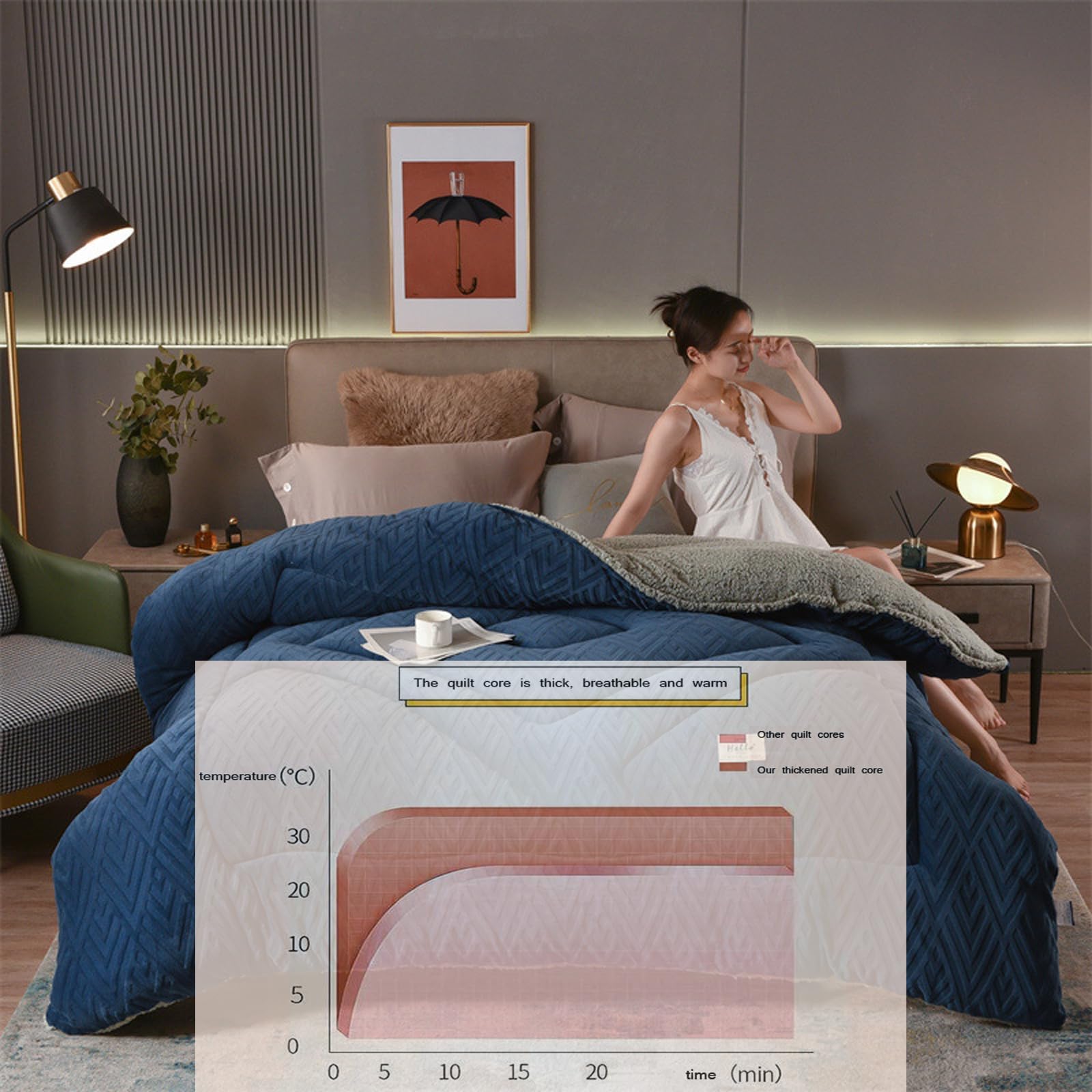 UYSELA Manta Cálido De Terciopelo De Franela y Borreguito, Microfibra Edredón De Plumón De Suave y Cómoda Manta para Cama Doble En Invierno,Rosa weiß,200x230cm/4.5kg