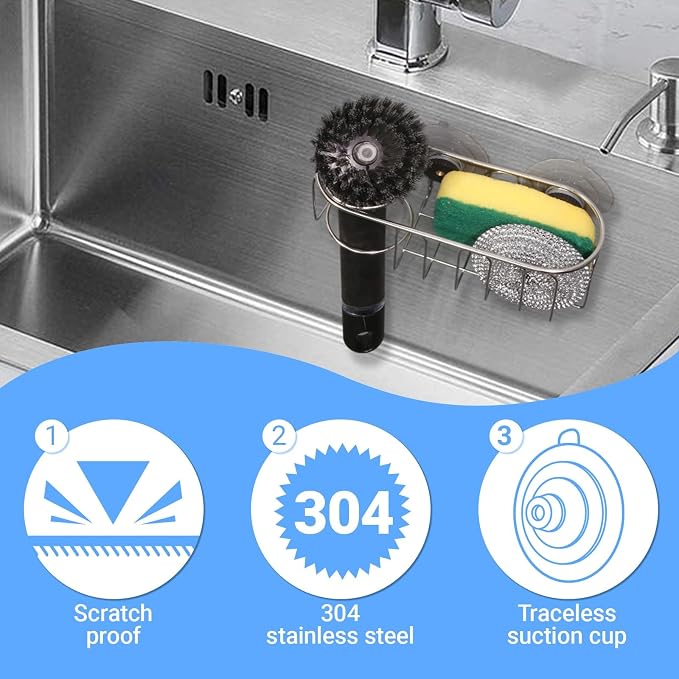 Organizador para fregadero con esponja magnético acero inoxidable miniatura 4