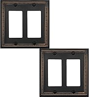 Vista 61 de Cubierta de Interruptor de Luz de Tomacorriente Dúplex Individual Belaire de Metal con Cuentas para Pared, Paquete de 4 Latón Antiguo 1 Gang