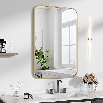 HARRITPURE Bathroom Mirrors for Over Sink 28x20 - Gold Wall Mirror