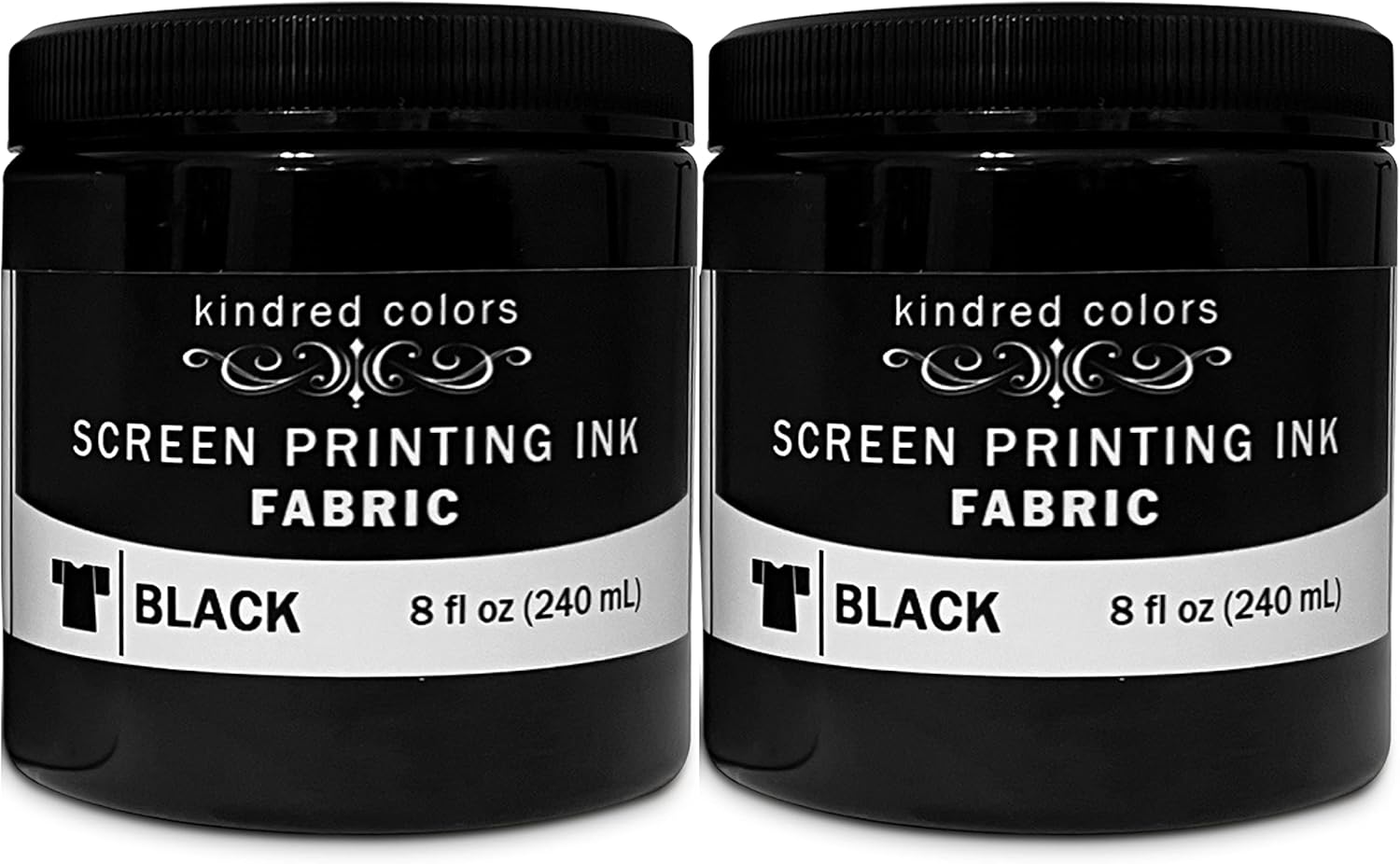 Fabric Screen Printing Ink, 8Ounce, 2Pack Black, Water
