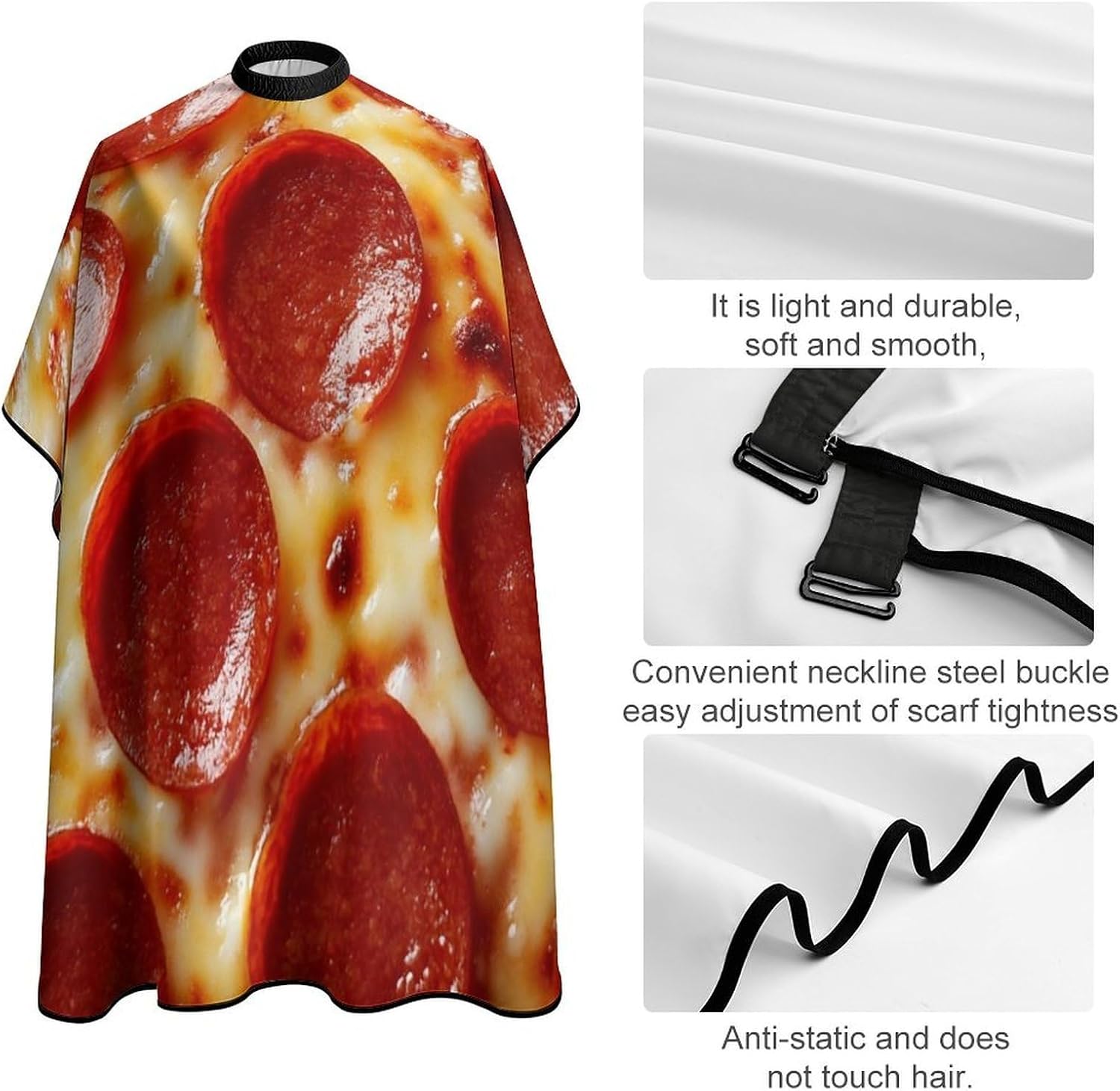 Fashion Barber Cape Unisex Hair Cutting Cape with Adjustable Closure Pizza