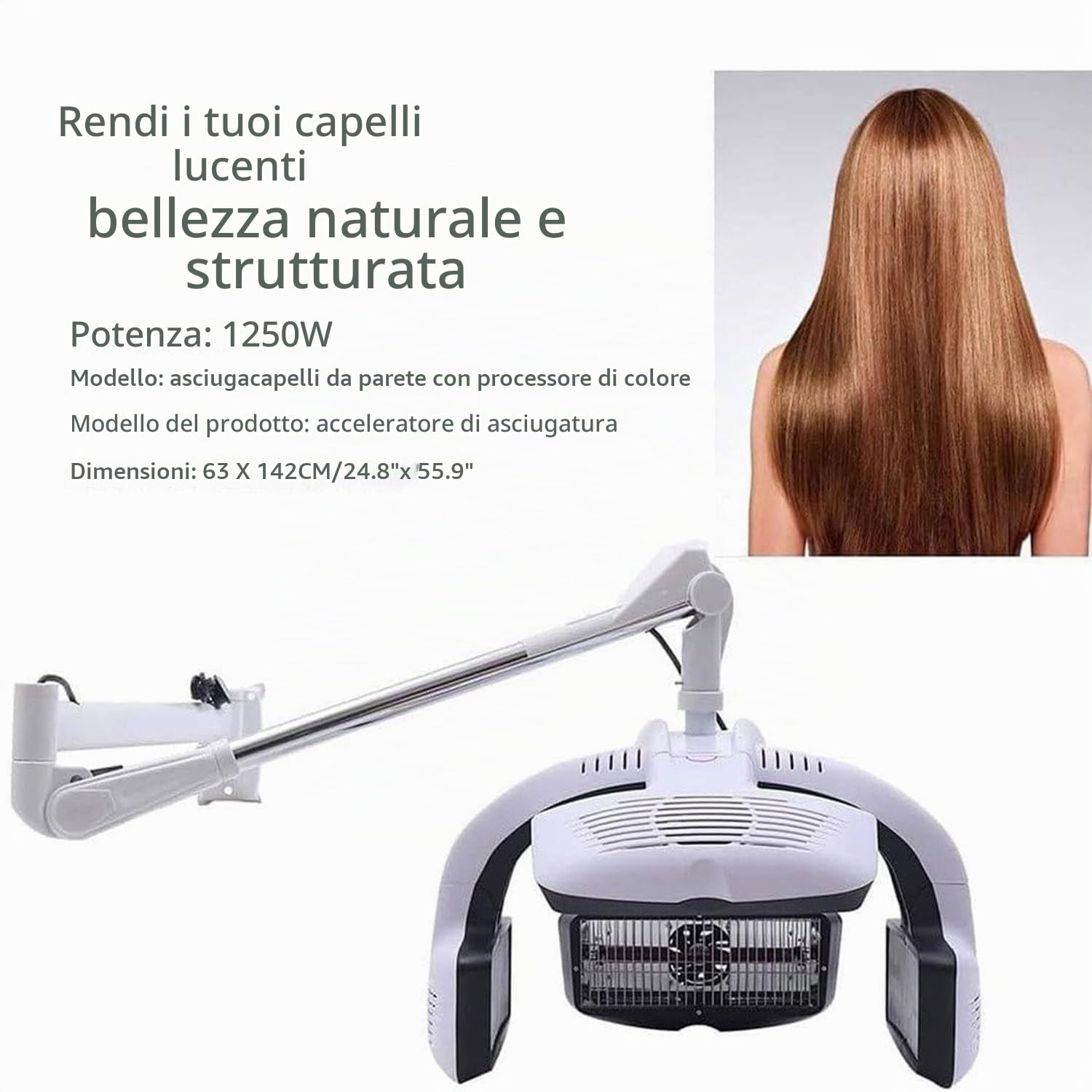 Processore Professionale Colorazione Dei Capelli, 1250 W Vaporizzatore A Infrarossi Per Capelli, Parete/Appoggio, Con Timer E Temperatura Regolabili, Asciugacapelli,Hanging