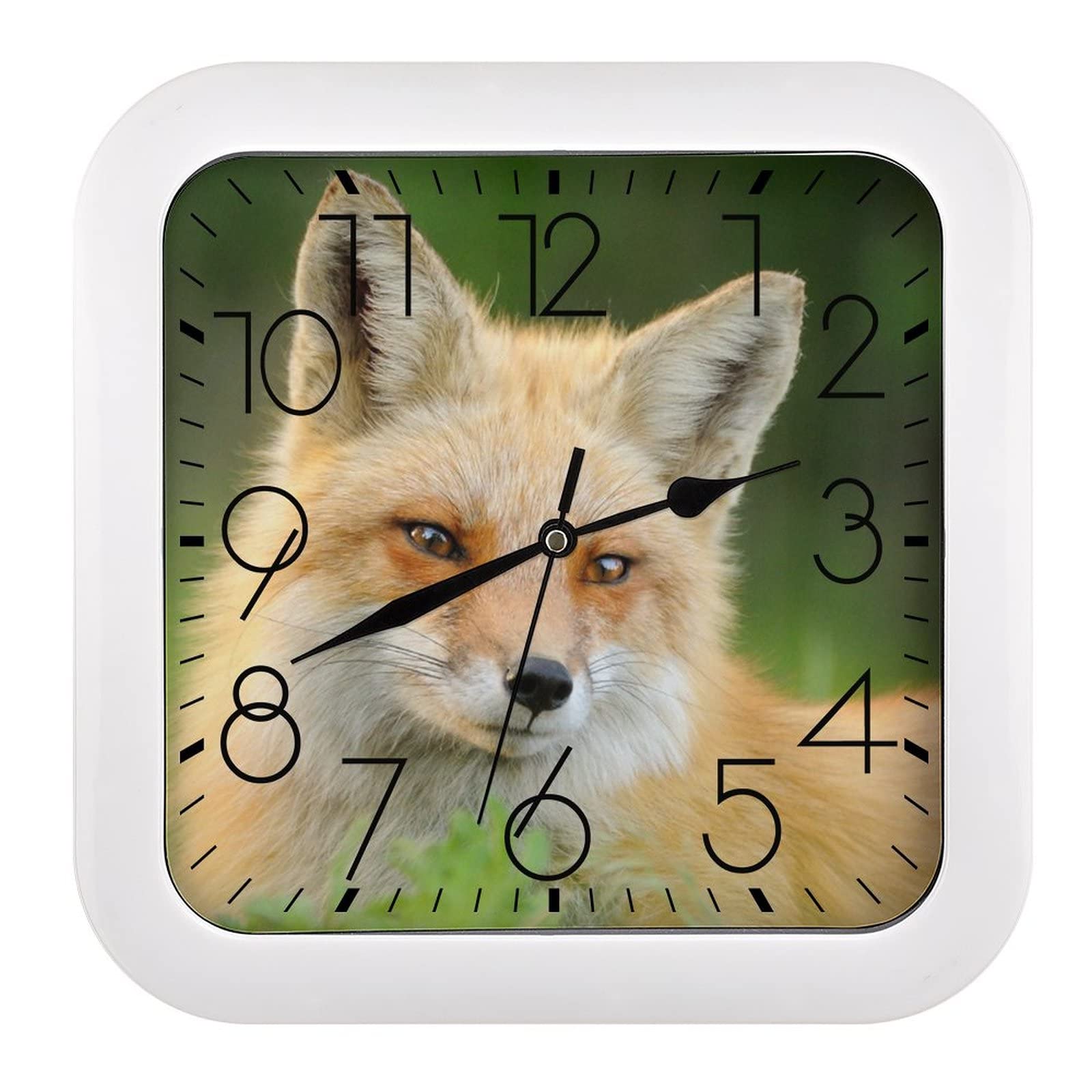 Horloge murale carrée renard, idée cadeau déco pour crémaillère