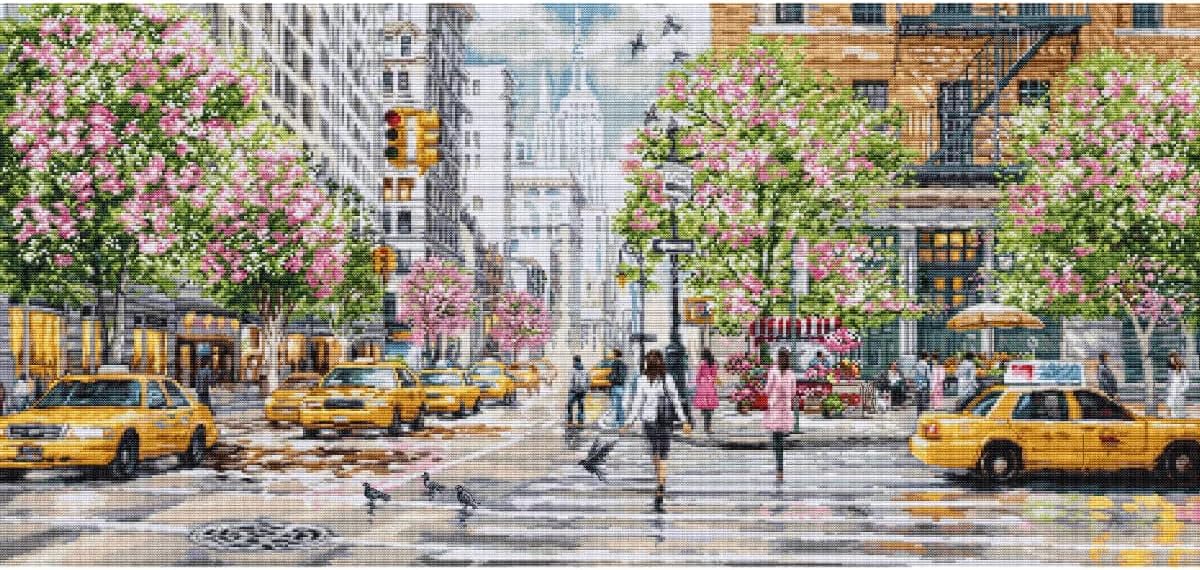 Luca-S Cross Stitch Kit Gold - New York, BU5049, Counted Cross Stitch Kit for Adults, Needlecraft and Embroidery Kit