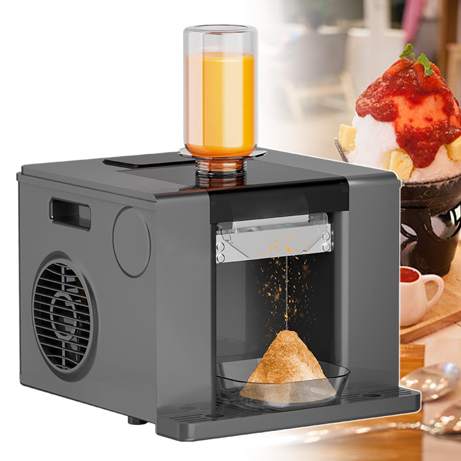Máquina para hacer hielo raspado de 280 W - 60 kg/día, máquina profesional para hacer conos de nieve con autolimpieza y refrigeración por aire, capacidad de 750 ml para té de burbujas, cafeterías