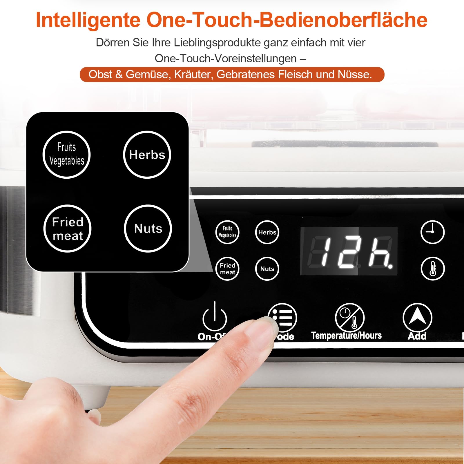 Déshydrateur automatique intelligent à 5 couches avec minuterie de 72 heures, température réglable de 35 à 70 °C et affichage LED pour sécher les fruits, les légumes, la viande