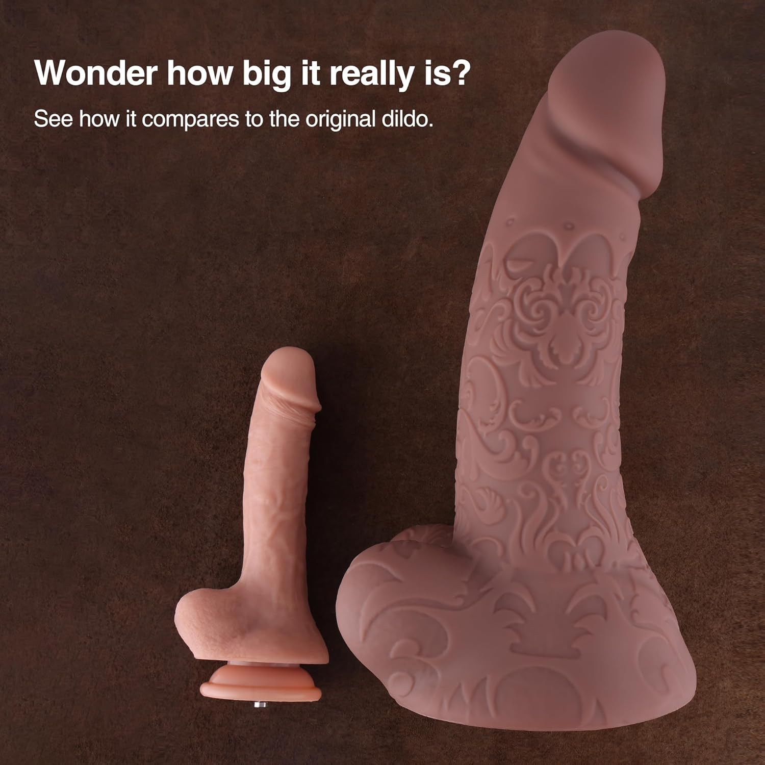 Hismith 13.6" Oversized Silicone Dildo, 10.6" Insertable Length Brown Huge Dildos, Max Width 3.6" with Thick Suction Cup Base Sex Toy for Advanced Player