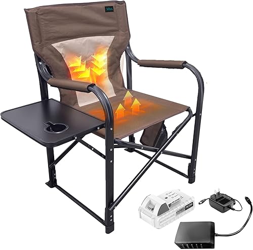 Bliss Hammocks Silla de camping de acero con calefacción de 24 voltios, 21 pulgadas de ancho, color marrón