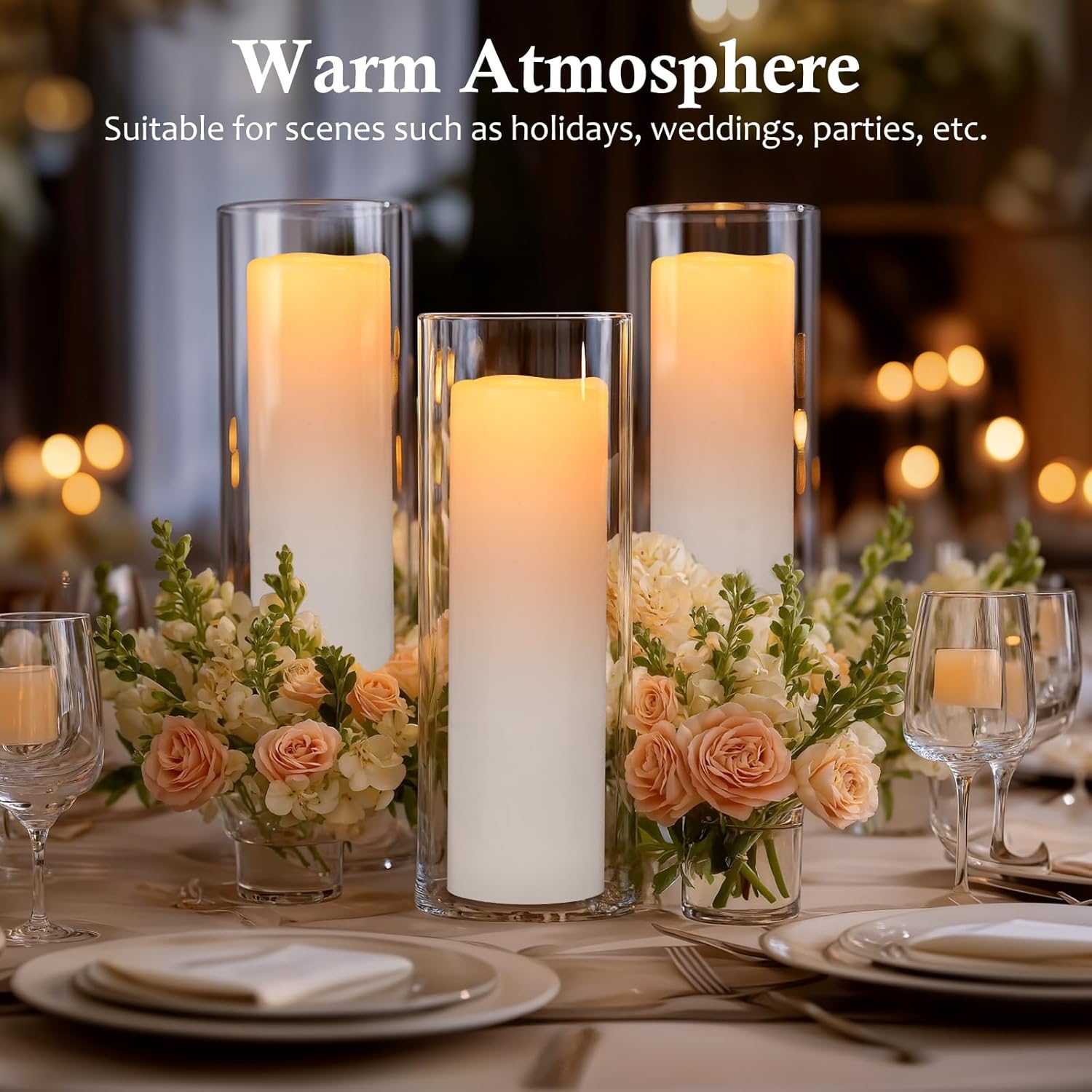 14" x 4" Large Outdoor Candles Waterproof Flickering LED Flameless Candles with Remote - Realistic LED Pillar Candles Battery Operated with Timer for Wedding Festival Home Decor White 2 Pack
