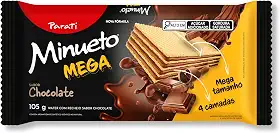 Biscoito Wafer Parati® Minueto® Mega sabor Chocolate 105g