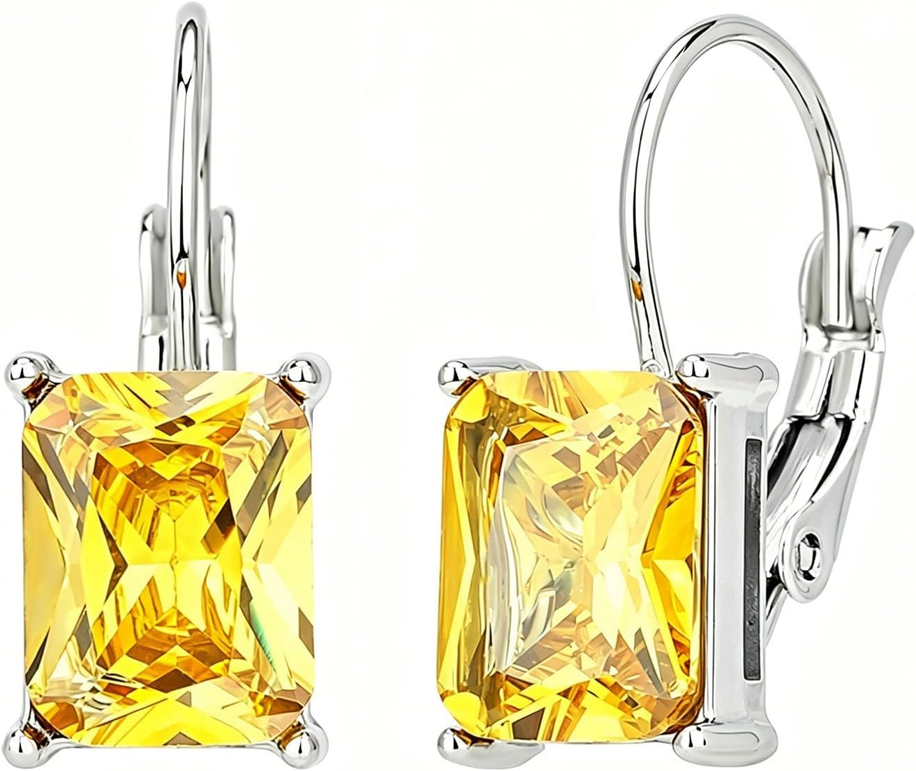 Emerald-cut 5 * 7mm Birthstone Dangle Earrings/ 7 * 9mm Birthstone Leverback Earrings 18K Gold Plated Emerald-cut Jewelry Birthday Gift for Women
