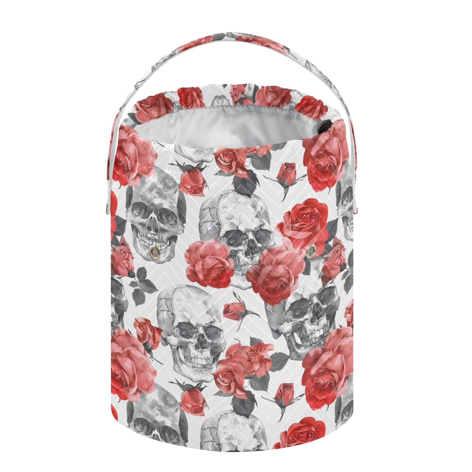 Yarn Storage Bag Small Crochet Bag Knitting Bag Organizer Red Roses Skull Yarn Bags for Crocheting Basket