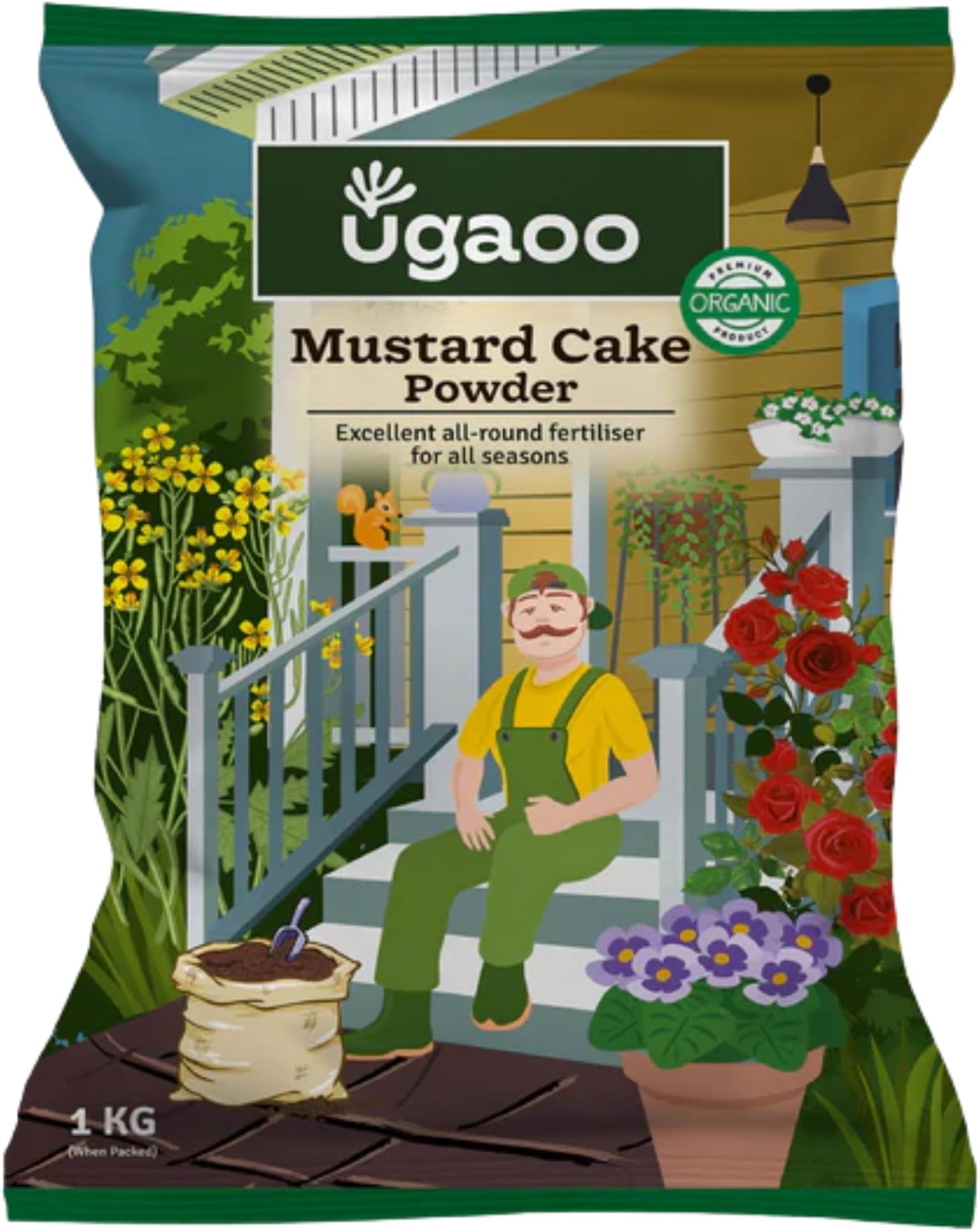 Ugaoo Mustard Cake Fertilizer for Plants 1 Kg | Organic Sarso Khali Plant Food and Soil Conditioner | Slow-Release Nutrition for Flowering Fruiting Vegetable and Home Garden Pots Indoor Outdoor