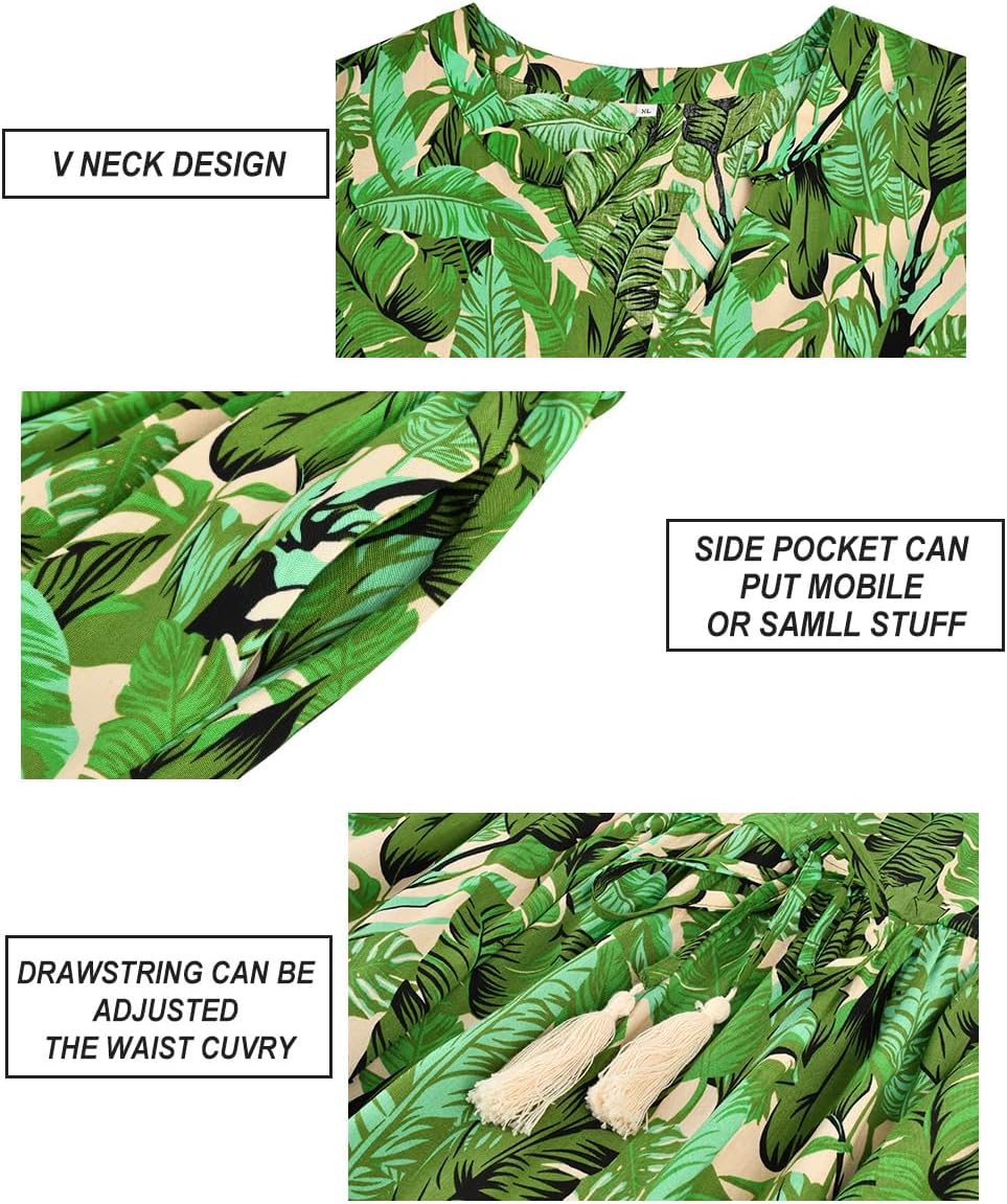 RITERA Plus Size Midi Dress for Women Casual V NeckShort Sleeve Ruffle Flowy Boho Drawstring Tassel Waist XL-5XL - Image 6